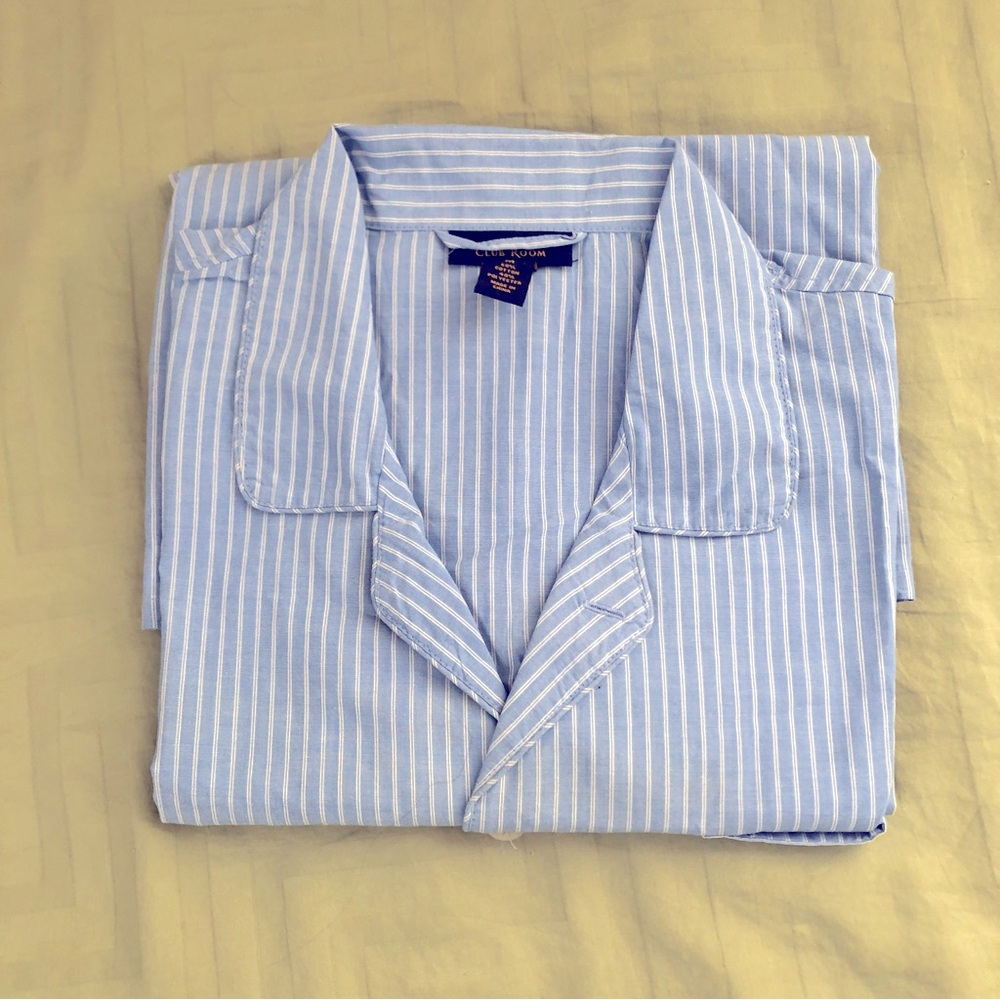 New Club Room Men's Blue Pajamas Top Shirt C Stripe Lounge Sleepwear Size M